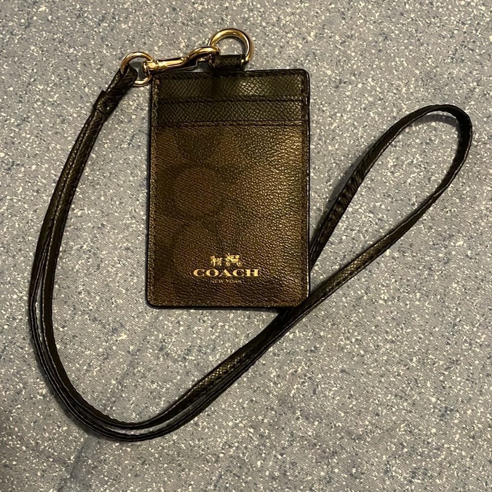 Coach Signature C Brown/Black Lanyard